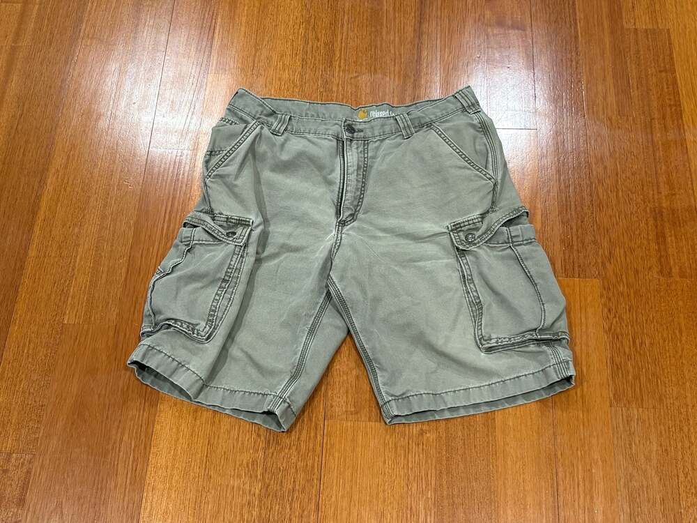 Carhartt Shorts Mens 36 (Fits 34) Green Khaki Rugged Cargo Utility Field Work Cl